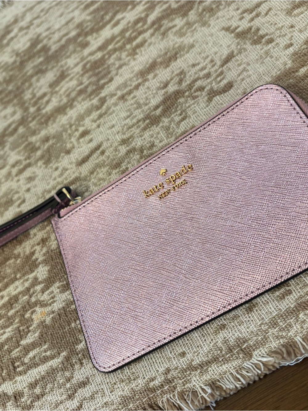 kate spade Metallic Pink Saffiano Wristlet